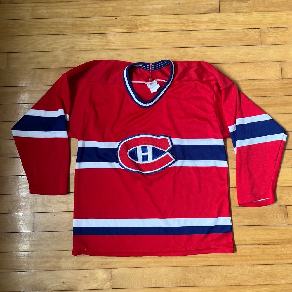 Vintage CCM Montreal Canadiens NHL Jersey Red Blue White Blank Maska Canada M